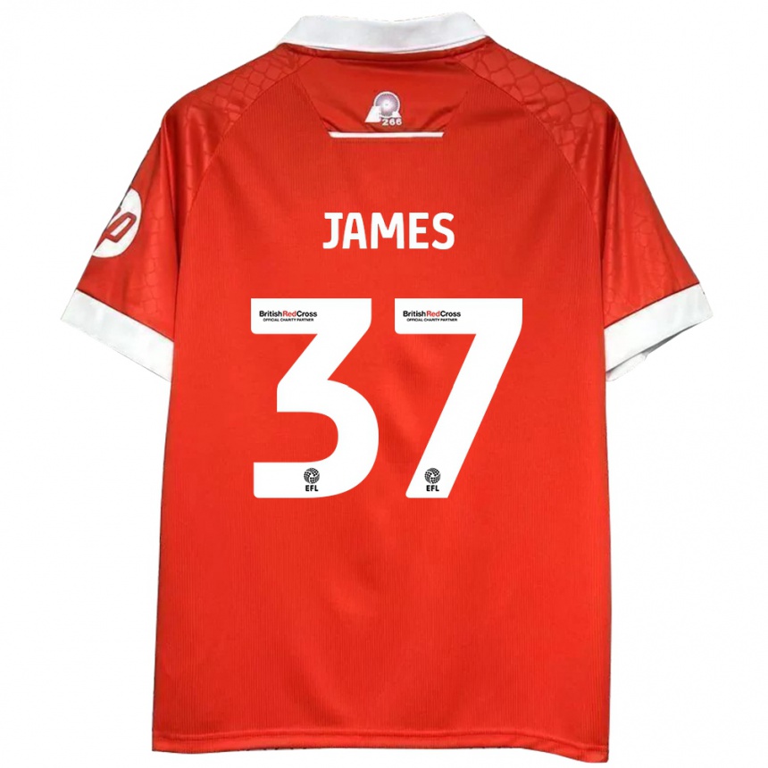 Niño Fútbol Camiseta Matty James #37 Rojo Blanco 1ª Equipación 2024/25 Argentina