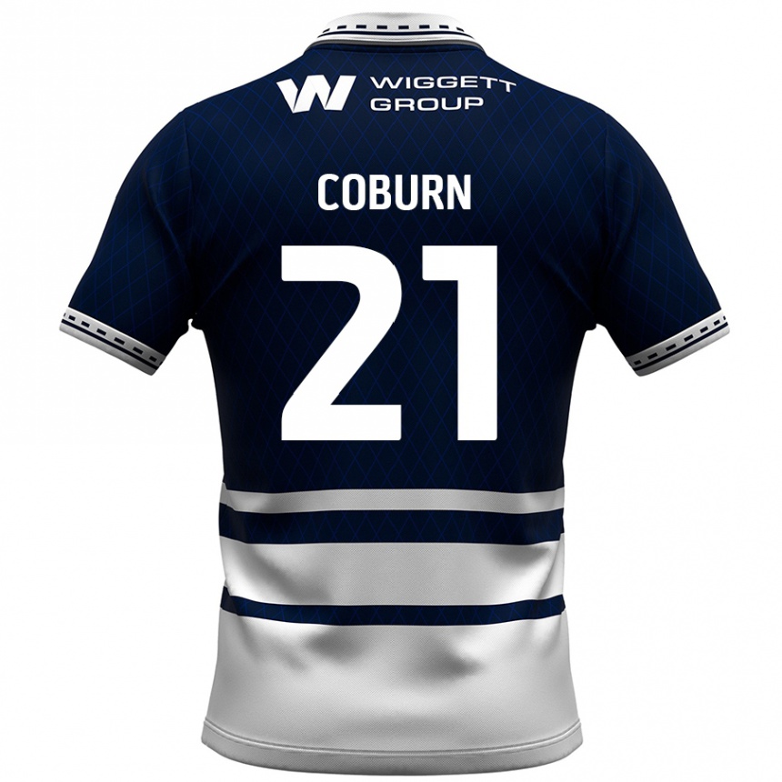 Niño Fútbol Camiseta Josh Coburn #21 Azul Marino Blanco 1ª Equipación 2024/25 Argentina