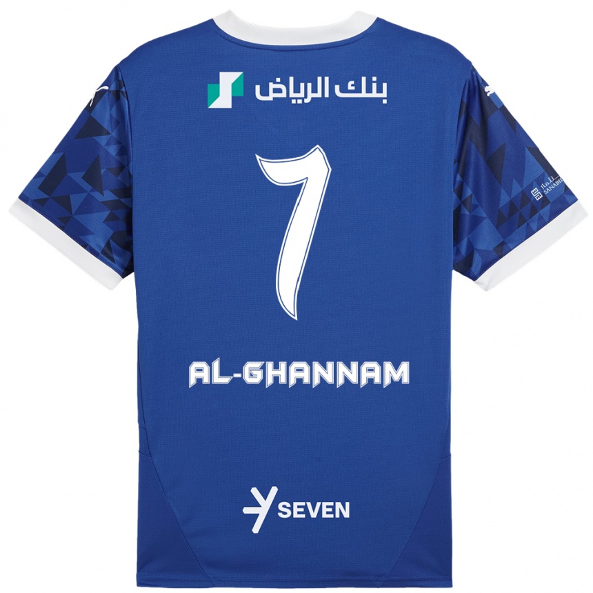 Niño Fútbol Camiseta Khalid Al-Ghannam #7 Azul Oscuro Blanco 1ª Equipación 2024/25 Argentina