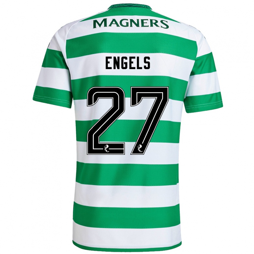 Niño Fútbol Camiseta Arne Engels #27 Verde Blanco 1ª Equipación 2024/25 Argentina