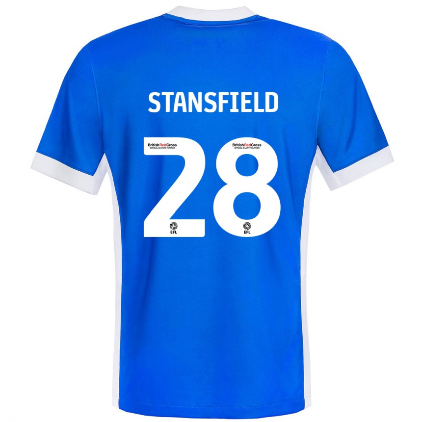 Niño Fútbol Camiseta Jay Stansfield #28 Azul Blanco 1ª Equipación 2024/25 Argentina