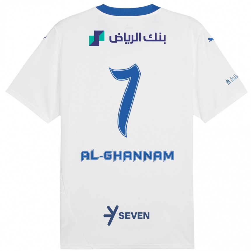 Niño Fútbol Camiseta Khalid Al-Ghannam #7 Blanco Azul 2ª Equipación 2024/25 Argentina