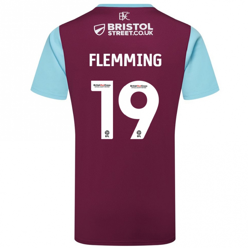 Niño Fútbol Camiseta Zian Flemming #19 Borgoña Azul Cielo 1ª Equipación 2024/25 Argentina