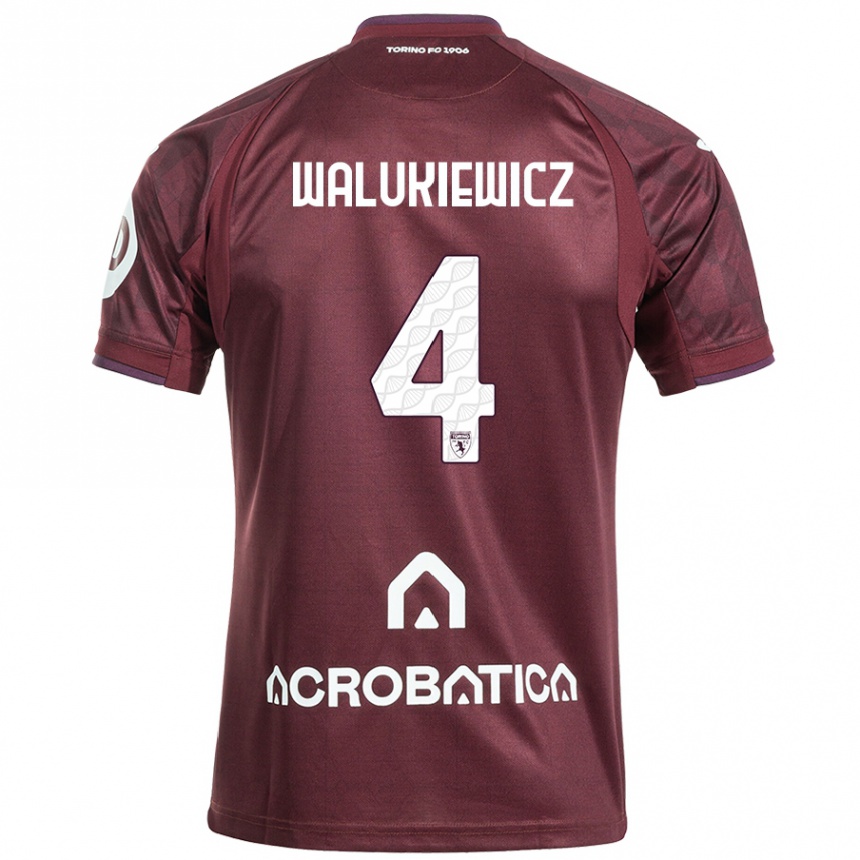 Niño Fútbol Camiseta Sebastian Walukiewicz #4 Granate Blanco 1ª Equipación 2024/25 Argentina