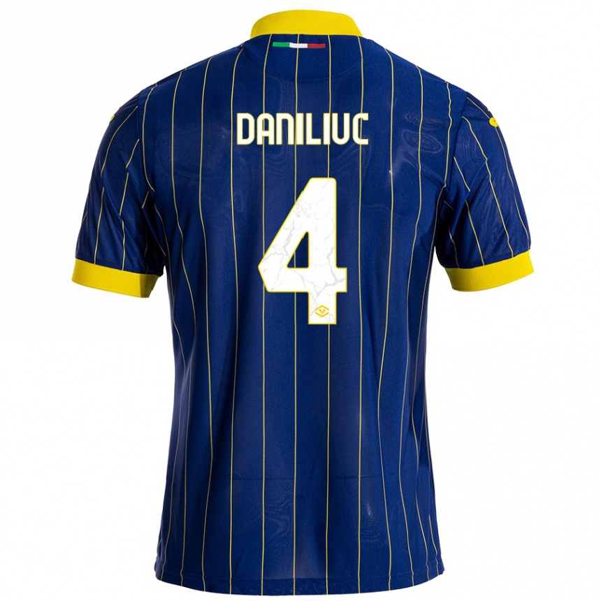 Niño Fútbol Camiseta Flavius Daniliuc #4 Azul Amarillo 1ª Equipación 2024/25 Argentina