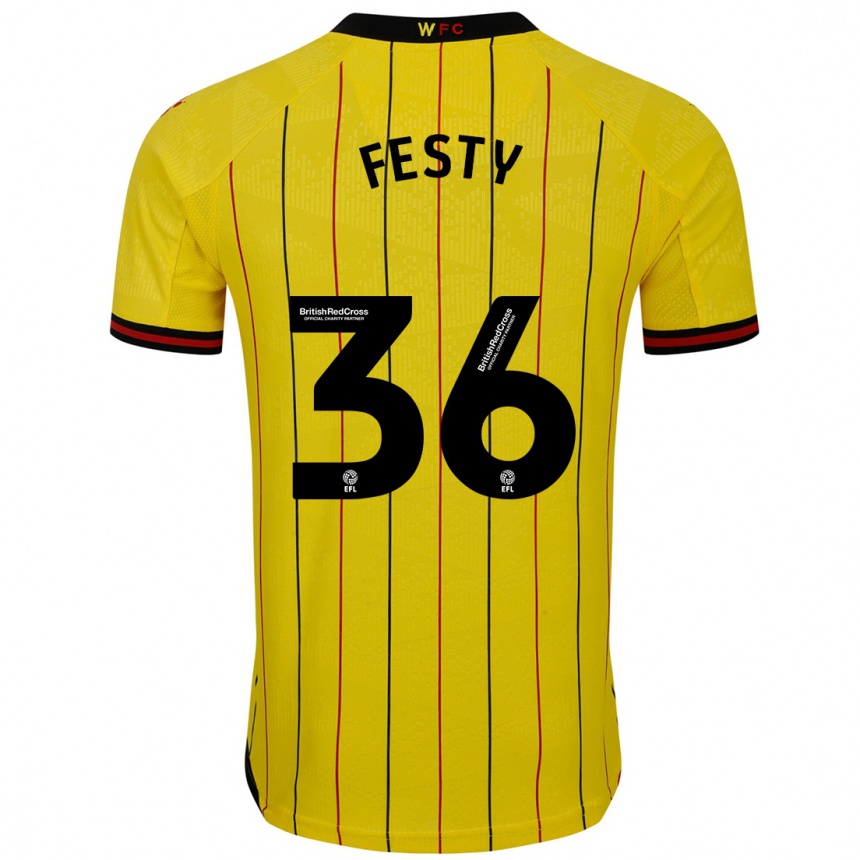 Niño Fútbol Camiseta Festy Ebosele #36 Amarillo Negro 1ª Equipación 2024/25 Argentina