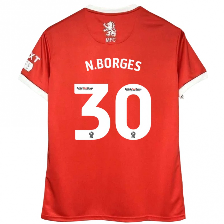 Niño Fútbol Camiseta Neto Borges #30 Rojo Blanco 1ª Equipación 2024/25 Argentina