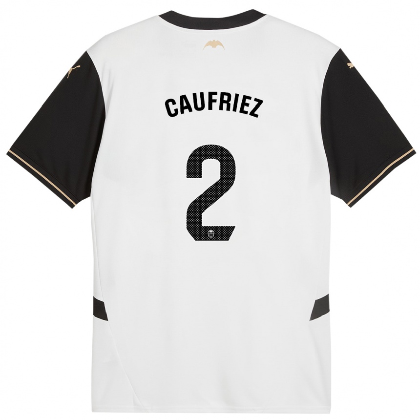 Niño Fútbol Camiseta Maximiliano Caufriez #2 Blanco Negro 1ª Equipación 2024/25 Argentina