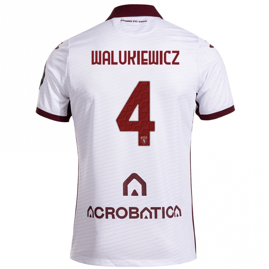 Niño Fútbol Camiseta Sebastian Walukiewicz #4 Blanco Granate 2ª Equipación 2024/25 Argentina