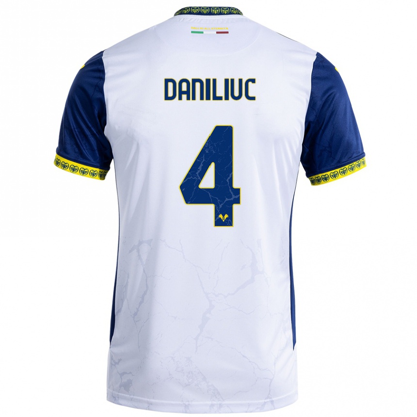 Niño Fútbol Camiseta Flavius Daniliuc #4 Blanco Azul 2ª Equipación 2024/25 Argentina