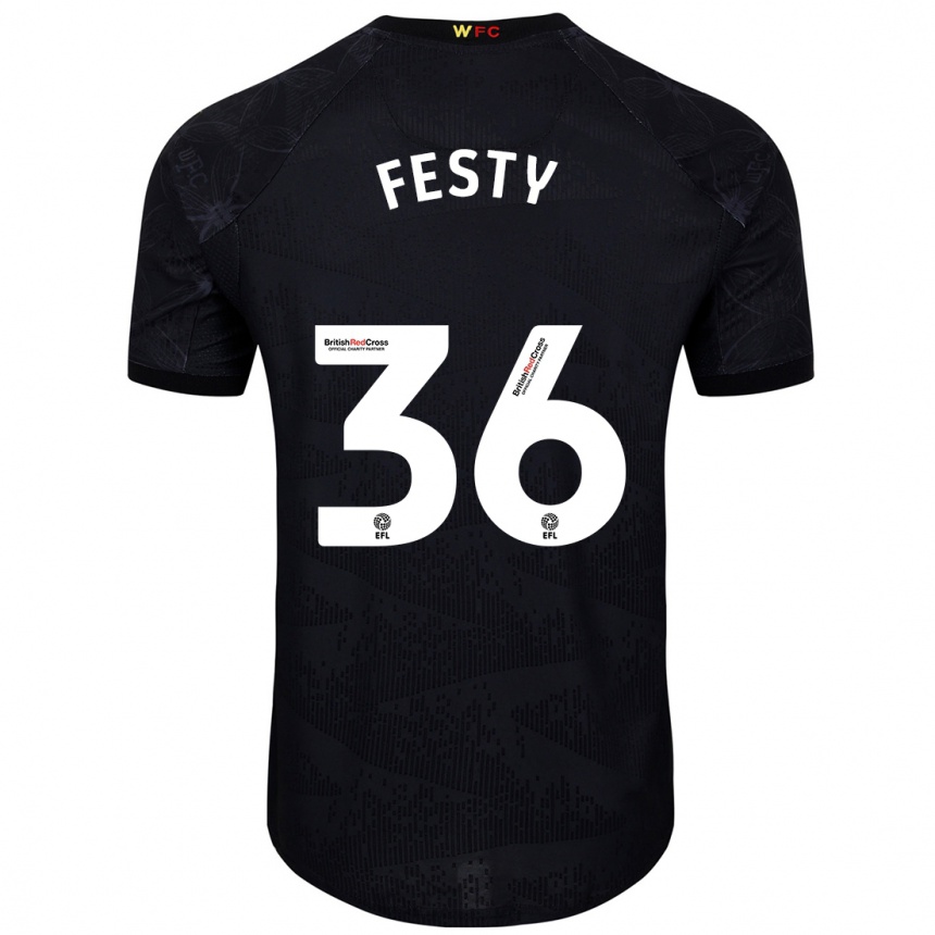 Niño Fútbol Camiseta Festy Ebosele #36 Negro Blanco 2ª Equipación 2024/25 Argentina