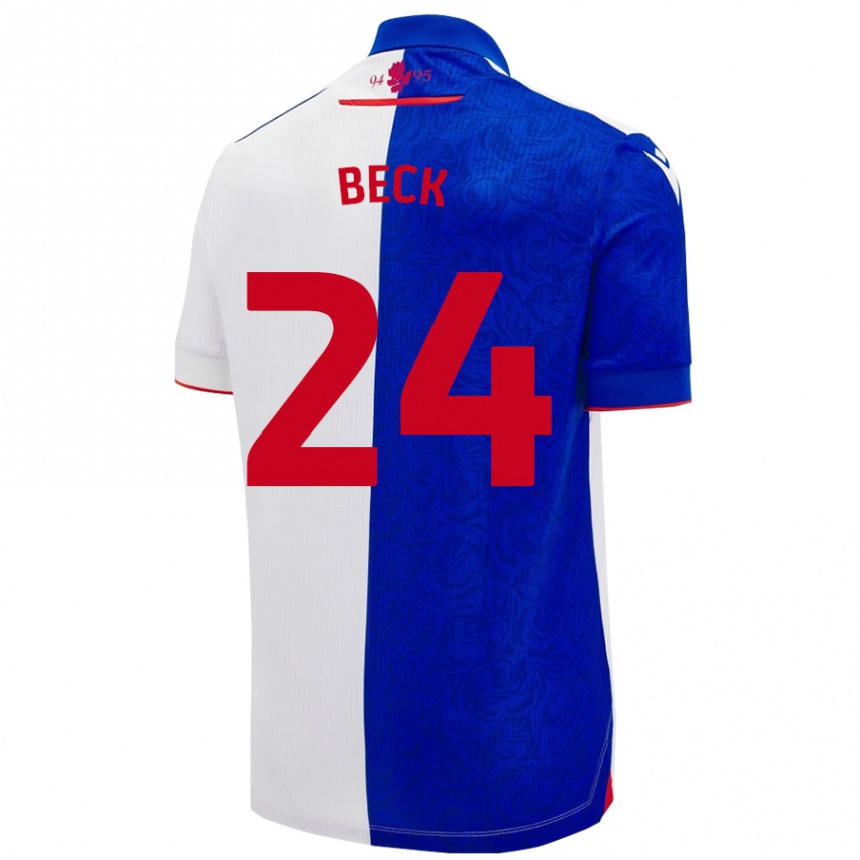 Hombre Fútbol Camiseta Owen Beck #24 Azul Cielo Blanco 1ª Equipación 2024/25 Argentina