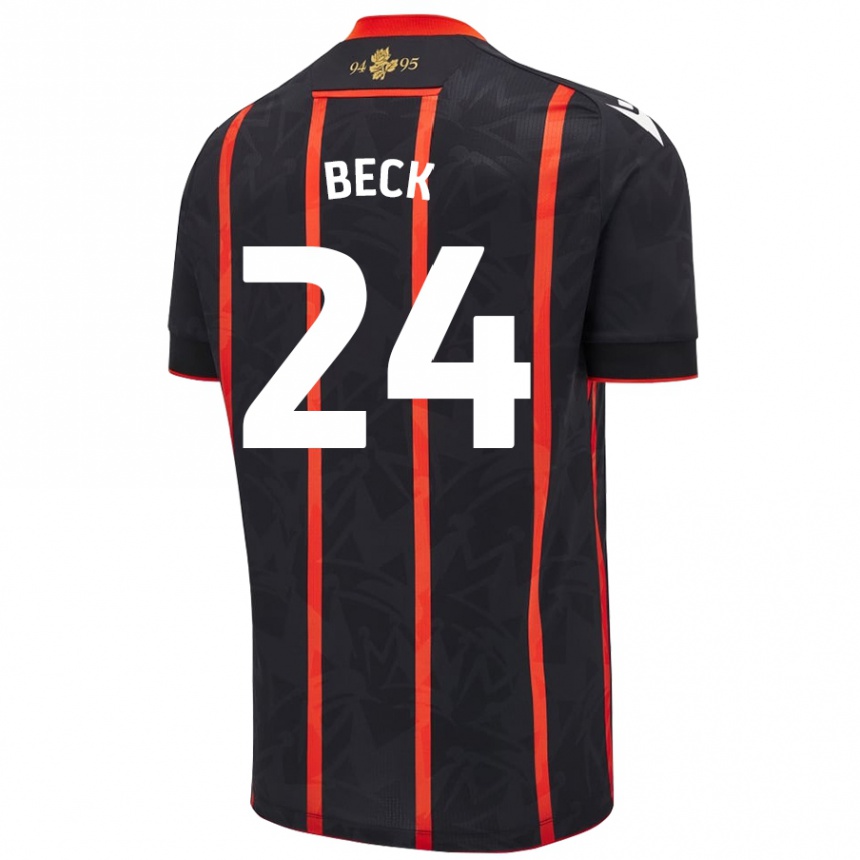 Hombre Fútbol Camiseta Owen Beck #24 Negro Rojo 2ª Equipación 2024/25 Argentina