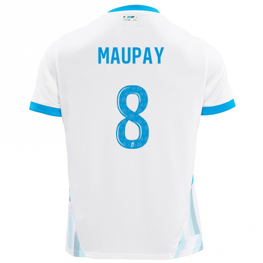 Hombre Fútbol Camiseta Neal Maupay #8 Blanco Azul Cielo 1ª Equipación 2024/25 Argentina