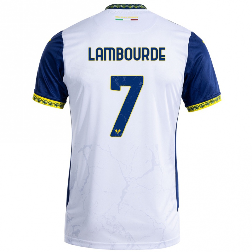 Hombre Fútbol Camiseta Mathis Lambourde #7 Blanco Azul 2ª Equipación 2024/25 Argentina