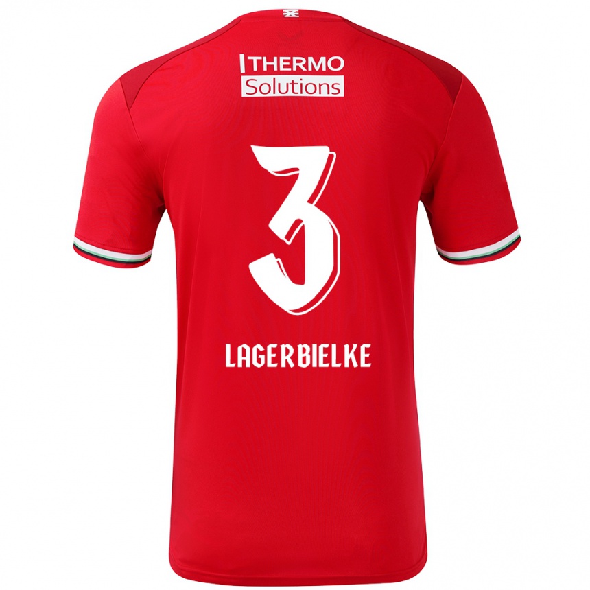 Hombre Fútbol Camiseta Gustaf Lagerbielke #3 Rojo Blanco 1ª Equipación 2024/25 Argentina